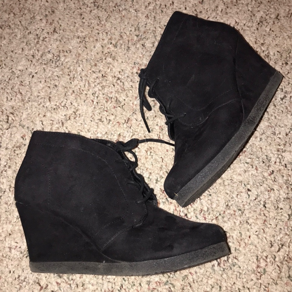 black suede lace up ankle booties